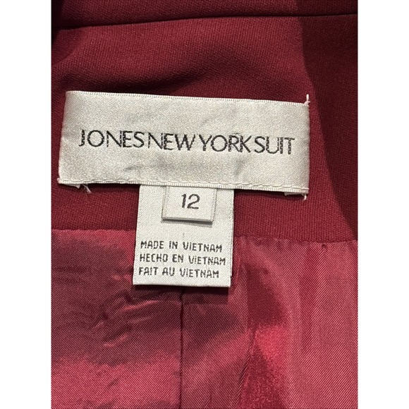 Burgundy 3pc Jones New‎ York Career Special Occasion Suit Piped Satin Edge 12 - Picture 9 of 16